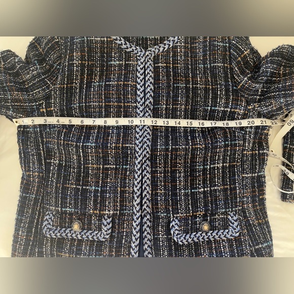 TALBOTS SPACE DYED TWEED Long Sleeve JACKET Front patch pockets and topstitching - Picture 8 of 8